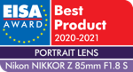 EISA logo Portrait Lens NIKKOR Z 85mm 1.8